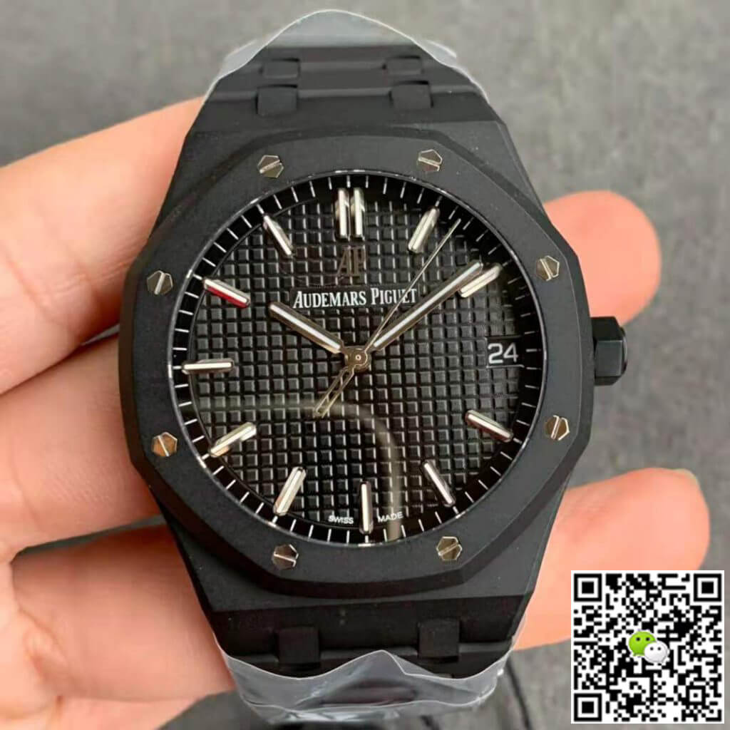 Replica Audemars P1g*et Royal Oak 15500 DLC Version 1:1 Best Edition ZF Factory Black Dial