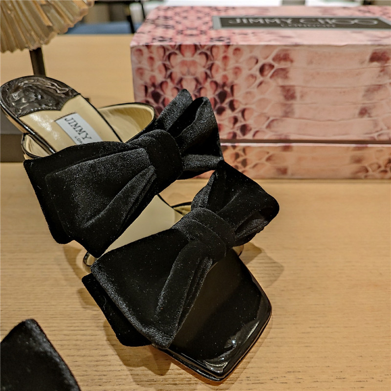 J1m*y Ch00 bow heels dupe bow crinkle sandals
