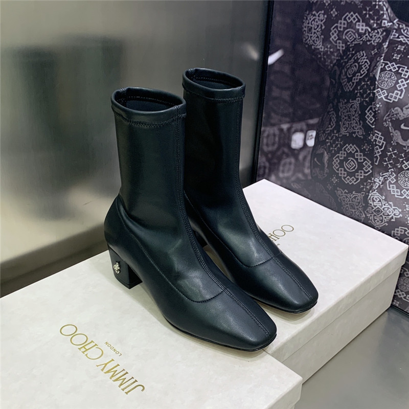 J1m*y Ch00 logo block heel square toe ankle boots