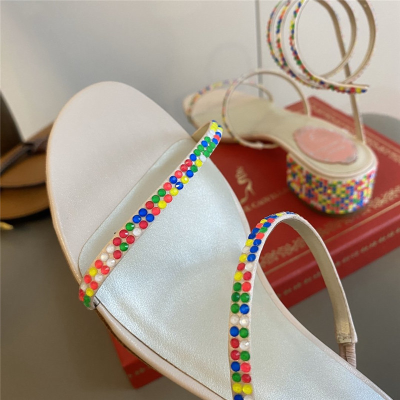 Rene Caovilla Satin Snake-coil Sandals