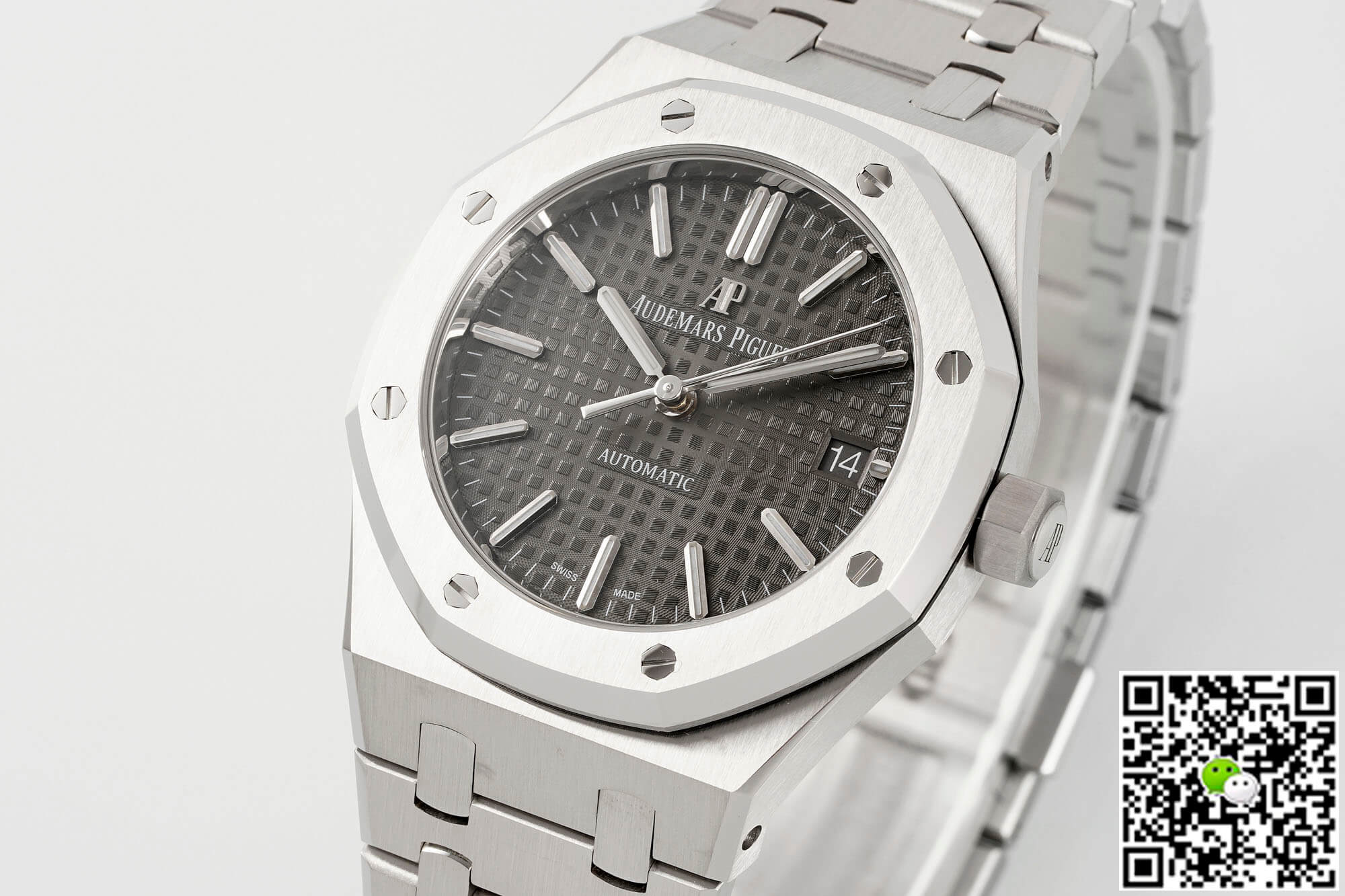 Replica Audemars P1g*et Royal Oak 15450ST.OO.1256ST.02 1:1 Best Edition APS Factory Gray Ruthenium Dial