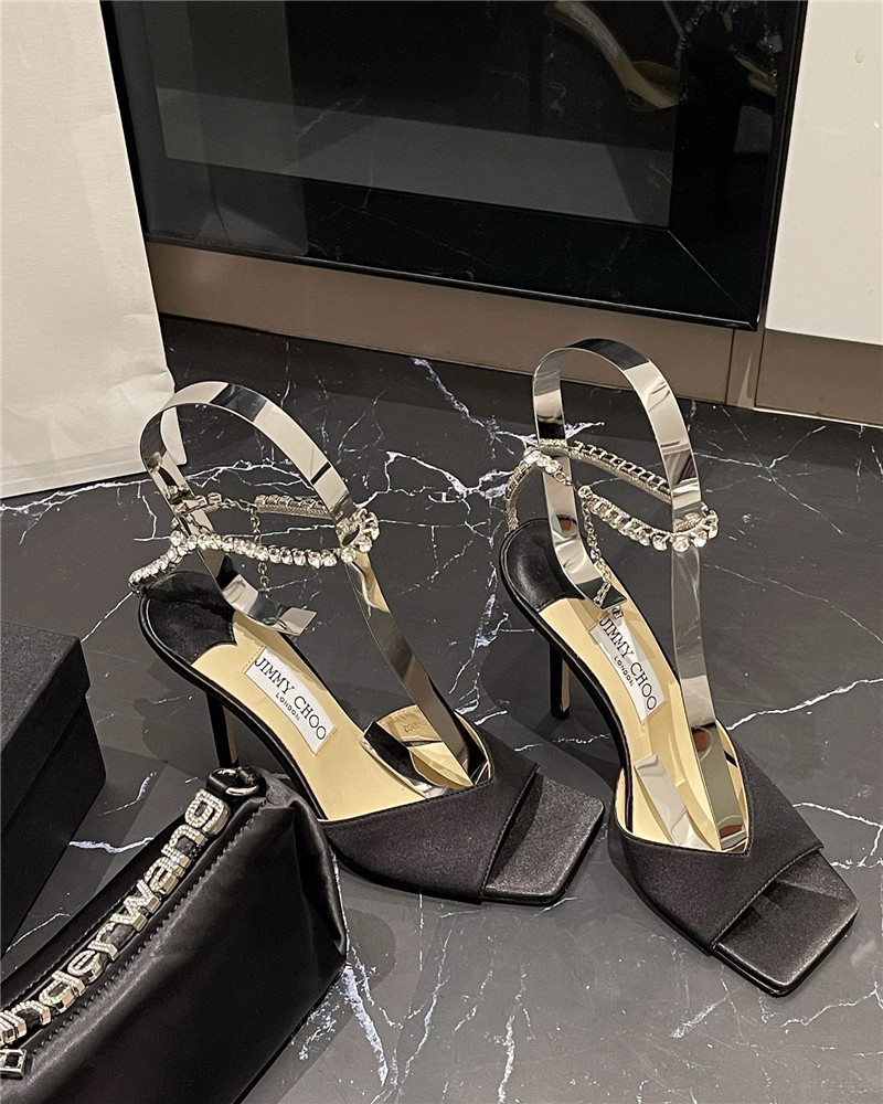 J1m*y Ch00 new ice fish mouth high-heeled sandals