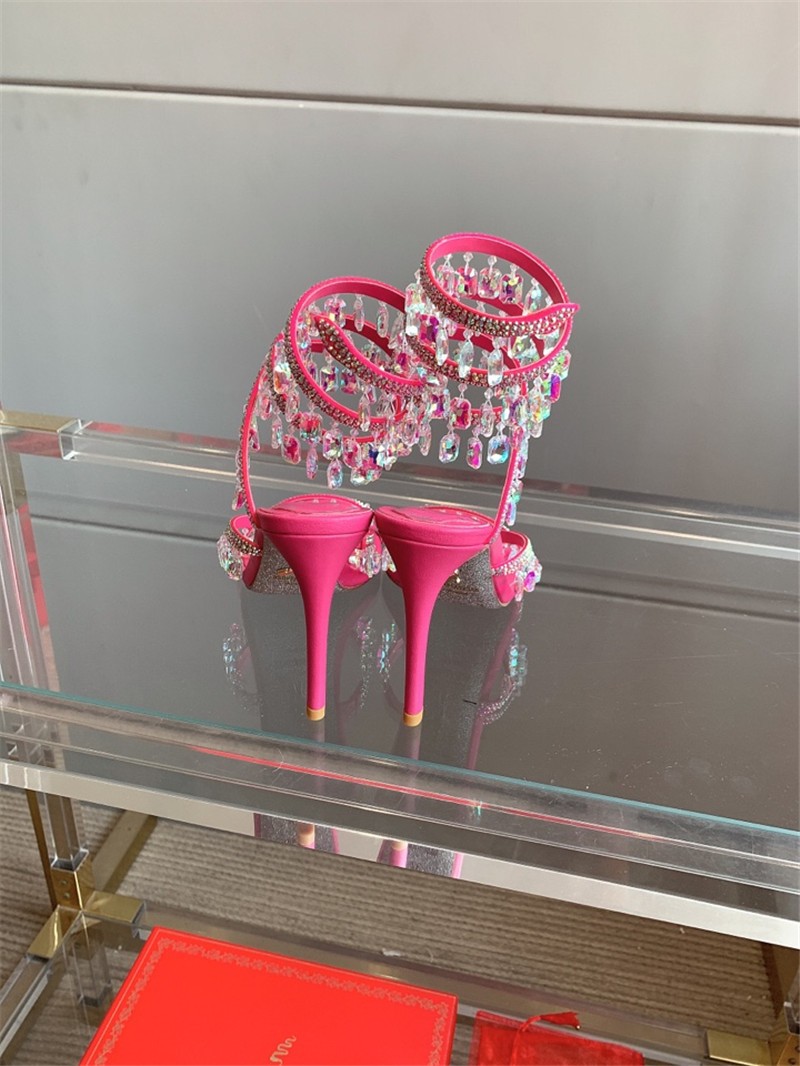rene caovilla crystal pendant heeled sandals