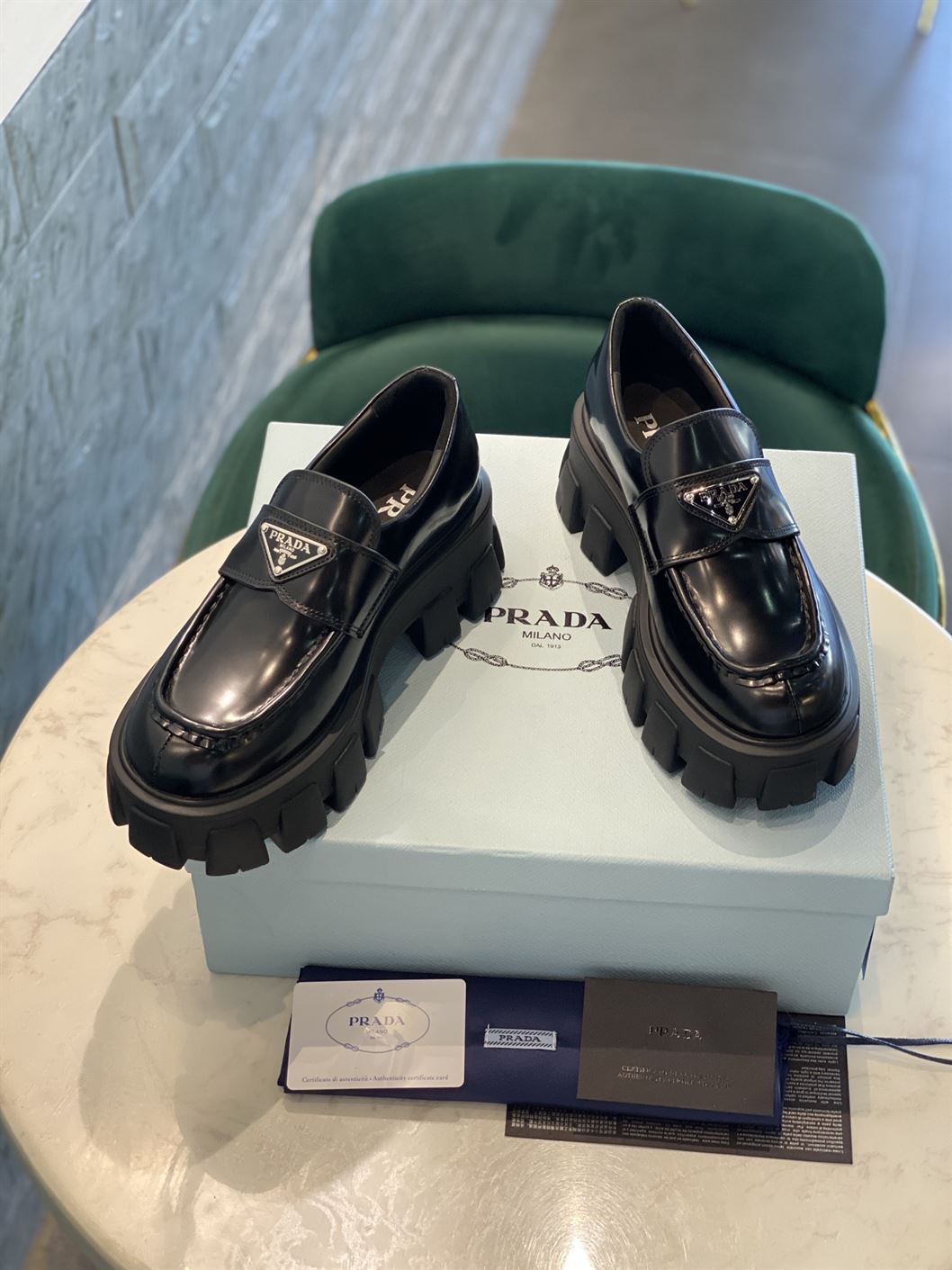 Pra*a loafers Dupe MONOLITH BRUSHED LEATHER  PRS034