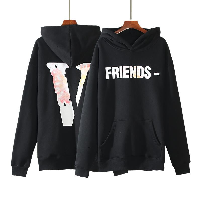 Vlone x Friends Staple Big v PLUS thickening Black Hoodie