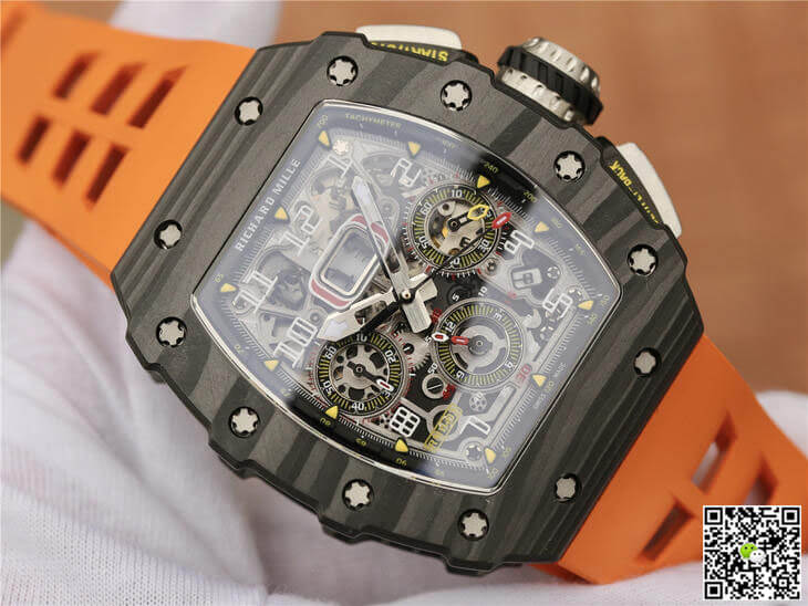 Replica Richard Mille RM11-03 1:1 Best Edition KV Factory Carbon Fiber Orange Strap