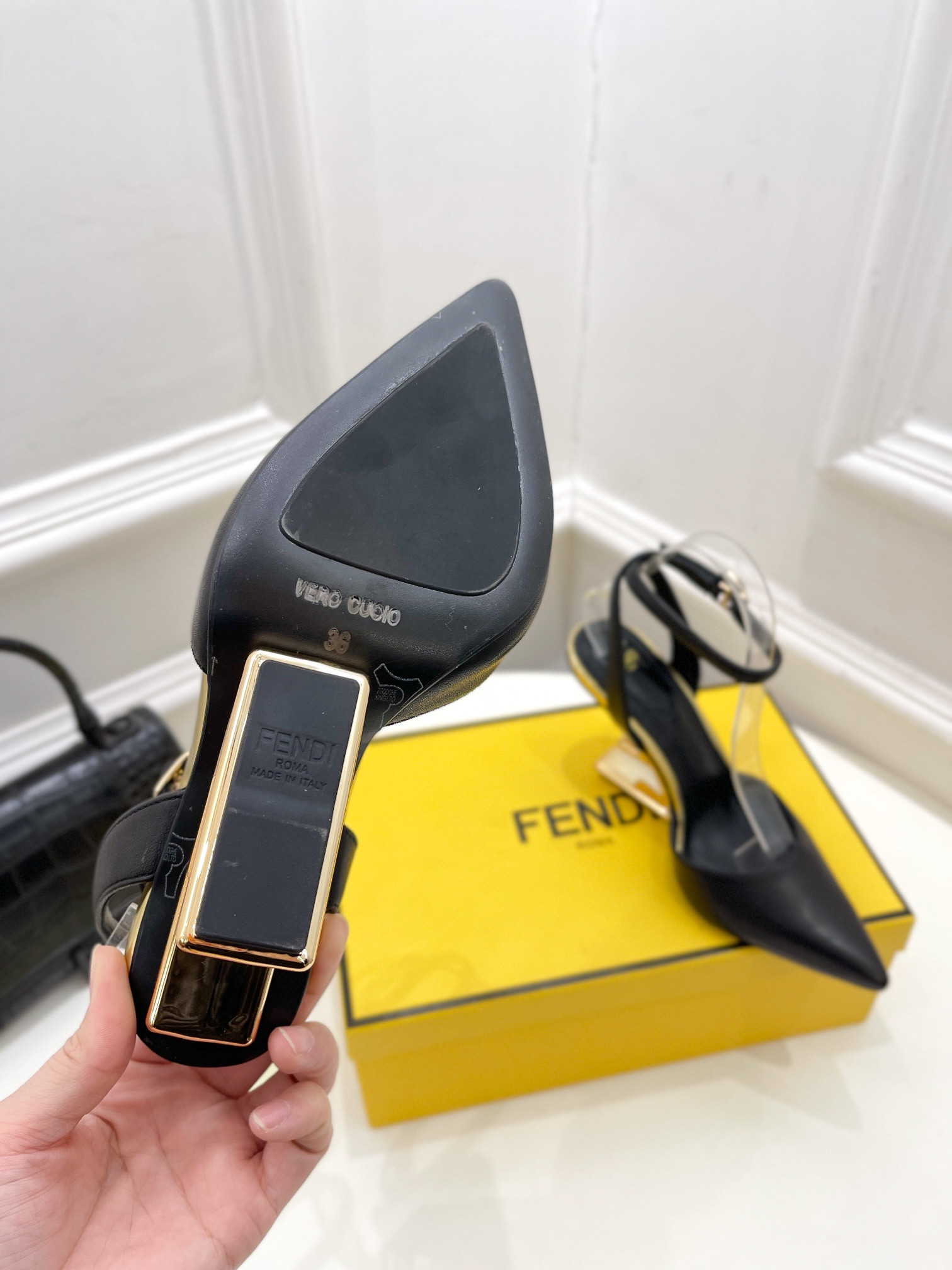 F**di first leather high-heel sandals