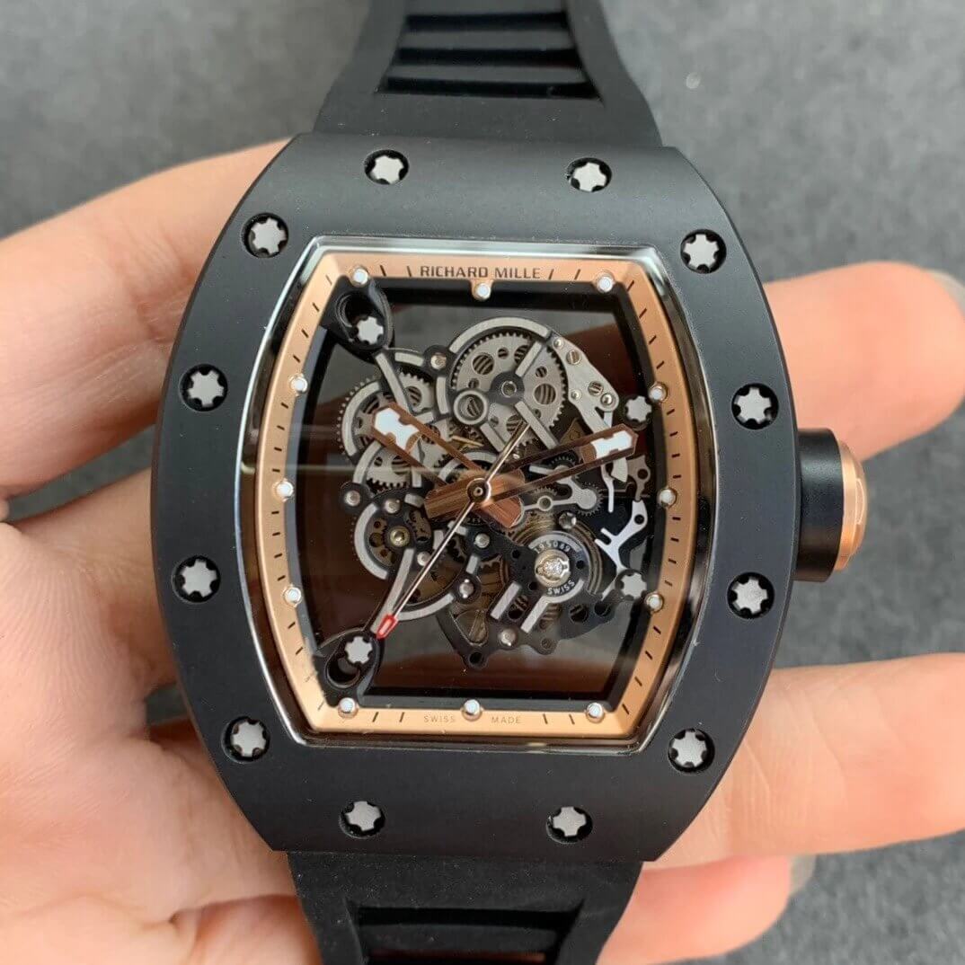 Replica Richard Mille RM055 1:1 Best Edition KV Factory V2 Black Ceramic