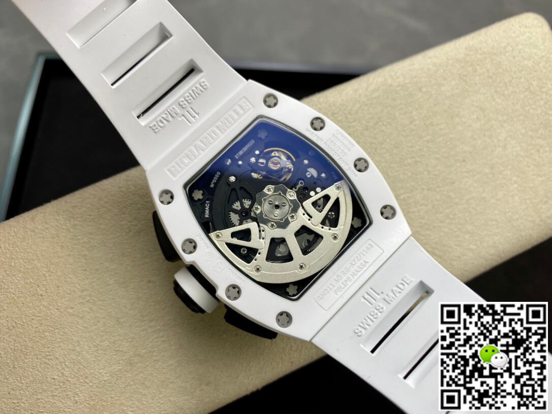 Replica Richard Mille RM011 KV Factory 1:1 Best Edition Swiss ETA7750 White Rubber Strap