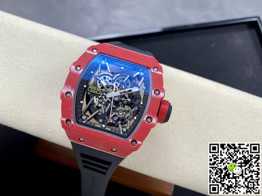 Richard Mille Replica RM35-02 1:1 Best Edition T+ Factory Red Carbon Fiber NTPT Case Black Strap