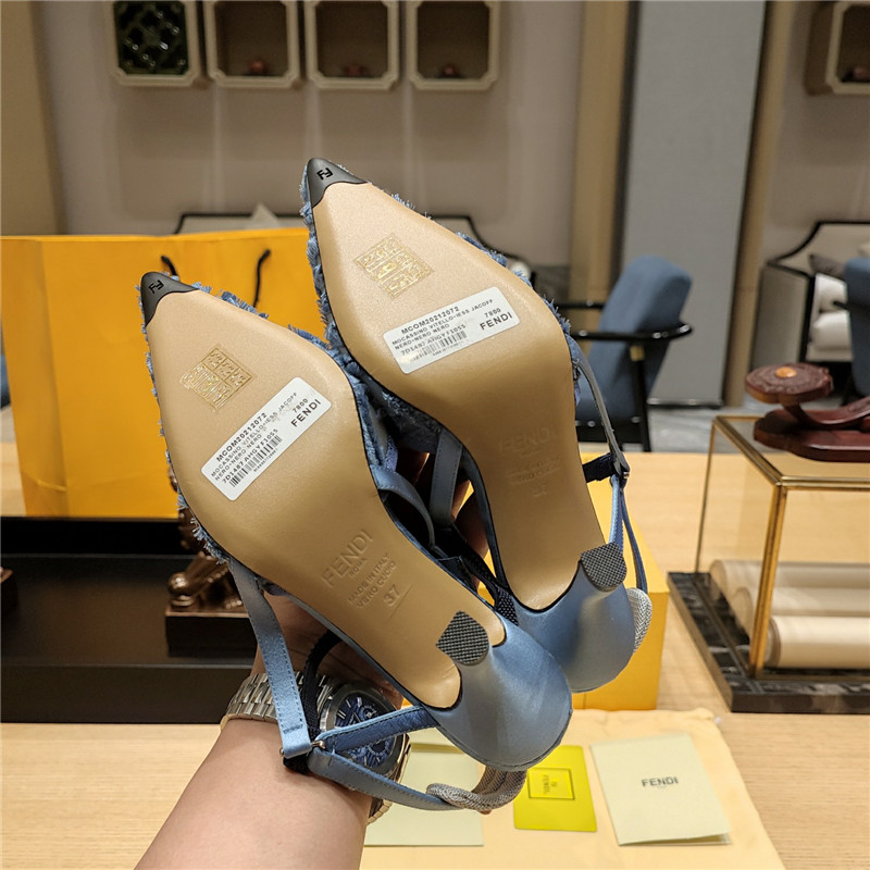 F**di flocked embroidered pointed toe sandals