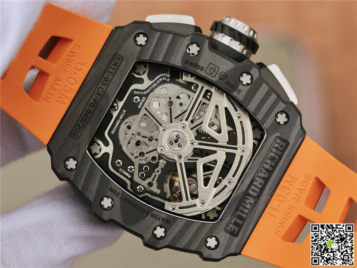 Replica Richard Mille RM11-03 1:1 Best Edition KV Factory Carbon Fiber Orange Strap