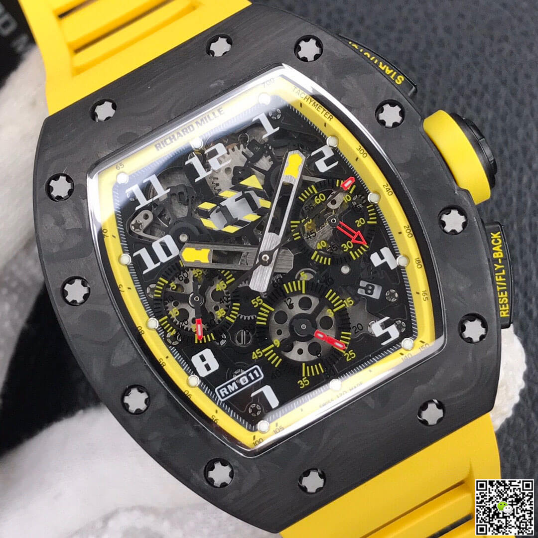 Replica Richard Mille RM-011 1:1 Best Edition KV Factory Yellow Strap