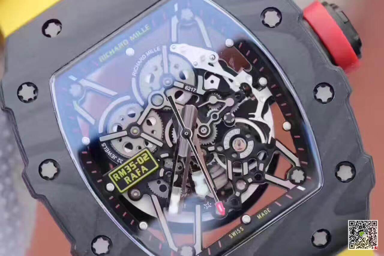Replica Richard Mille RM35-02 KV Factory 1:1 Best Edition Swiss ETA8215 Yellow Rubber Strap