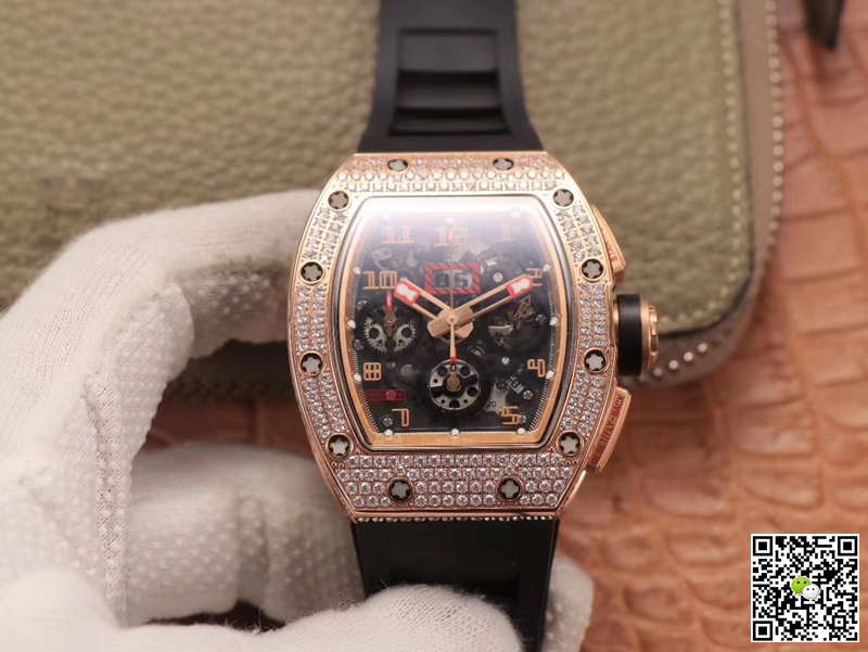 Replica Richard Mille RM011 RG/5423 1:1 Best Edition KV Factory Rose Gold D1am0nd Swiss Movement