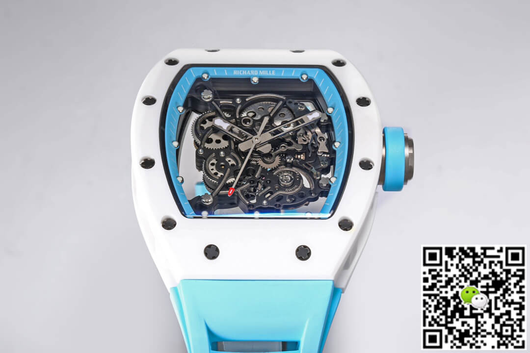 Replica Richard Mille RM-055 1:1 Best Edition BBR Factory Ceramic Case Blue Strap