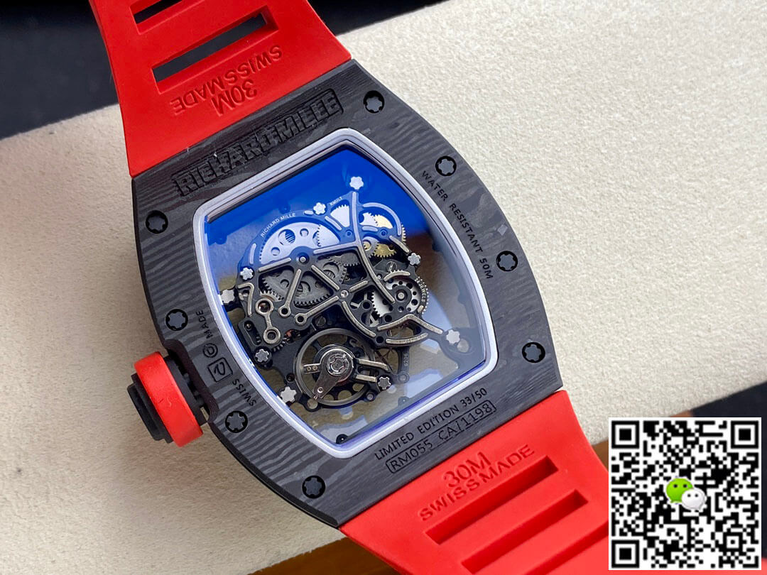 Replica Richard Mille RM-055 1:1 Best Edition BBR Factory Red Strap