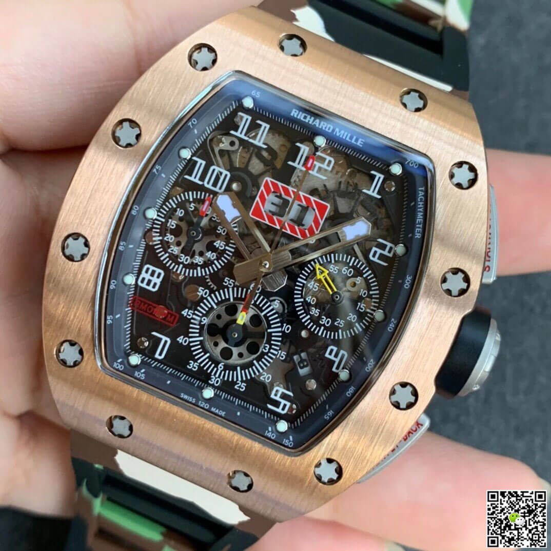 Replica Richard Mille RM11 1:1 Best Edition KV Factory Rose Gold Camouflage Strap