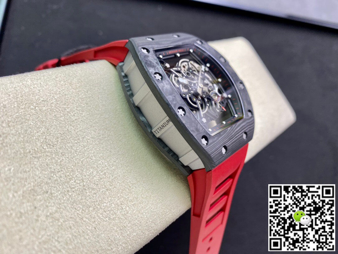 Replica Richard Mille RM055 1:1 Best Edition KV Factory V2 Carbon Fiber Red Strap