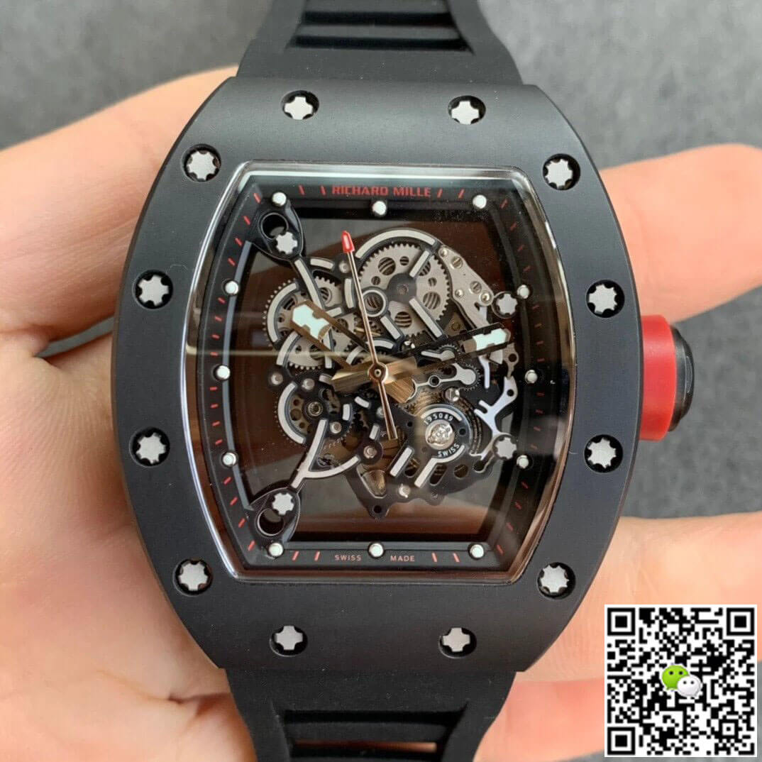 Replica Richard Mille RM055 1:1 Best Edition KV Factory V2 Ceramic Black Strap