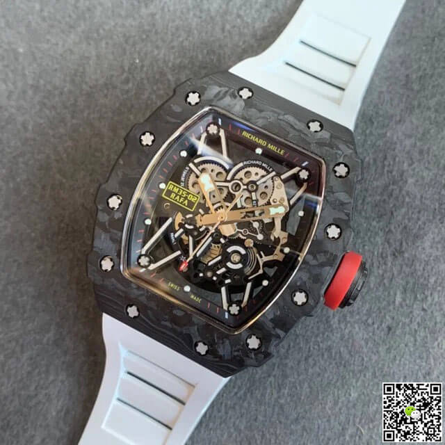 Replica Richard Mille RM35-02 1:1 Best Edition KV Factory V3 Carbon Fiber White Strap
