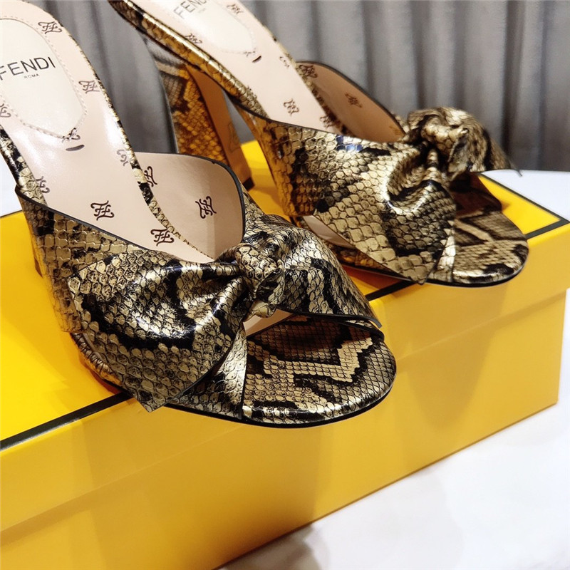 F**di block heel sandals gold
