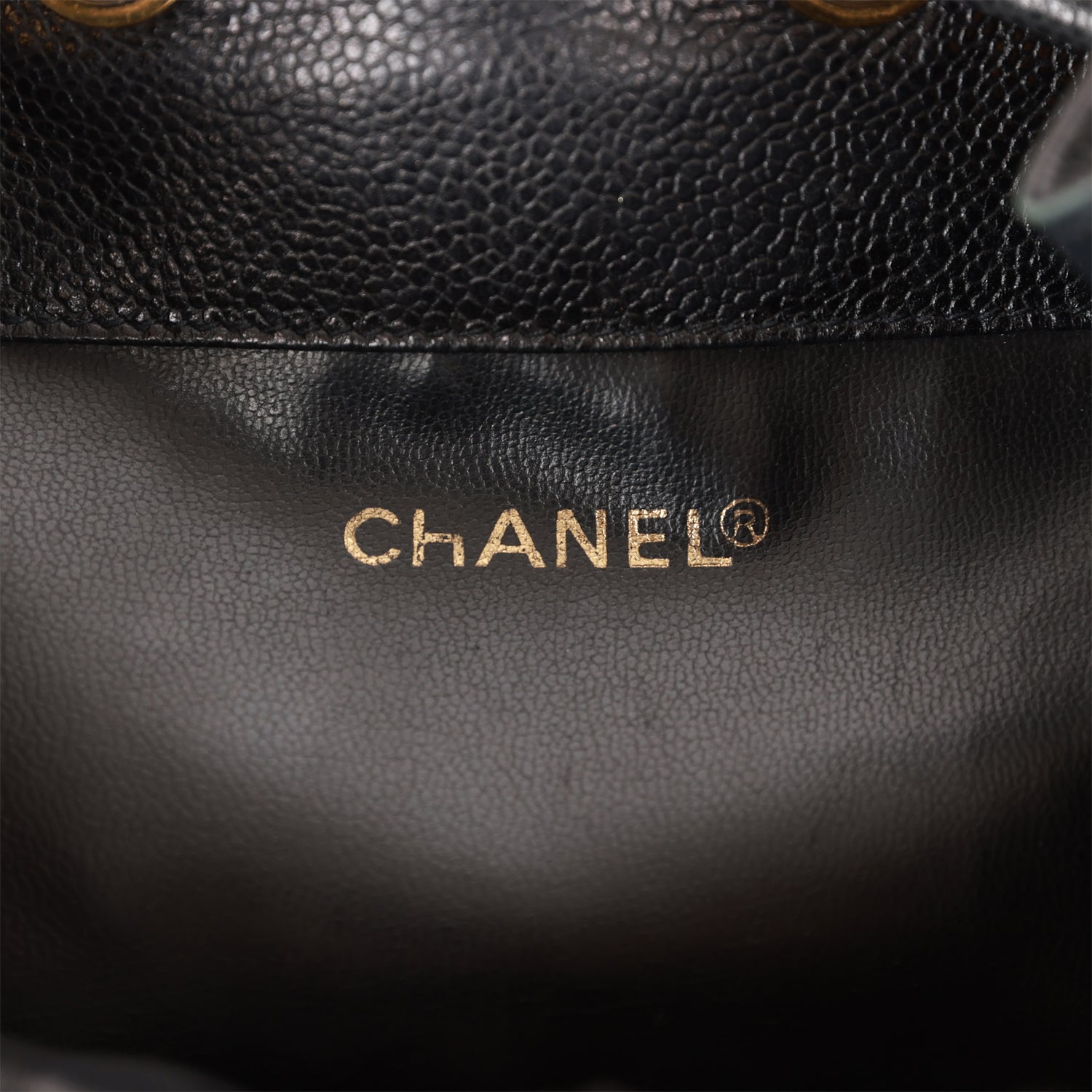 CC Bucket Bag Black Caviar Gold Hardware