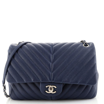 Ch**el Puffy CC Flap Bag Chevron Caviar Large