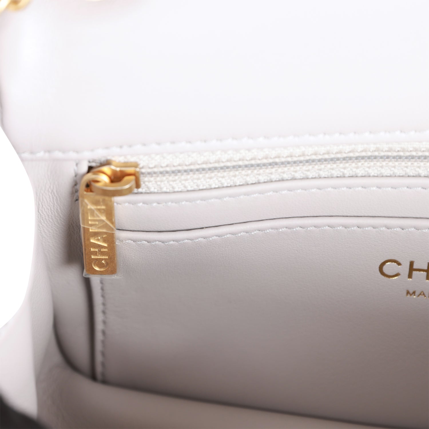 Pearl Crush Mini Rectangular Flap Bag Light Grey Lambskin Antique Gold Hardware