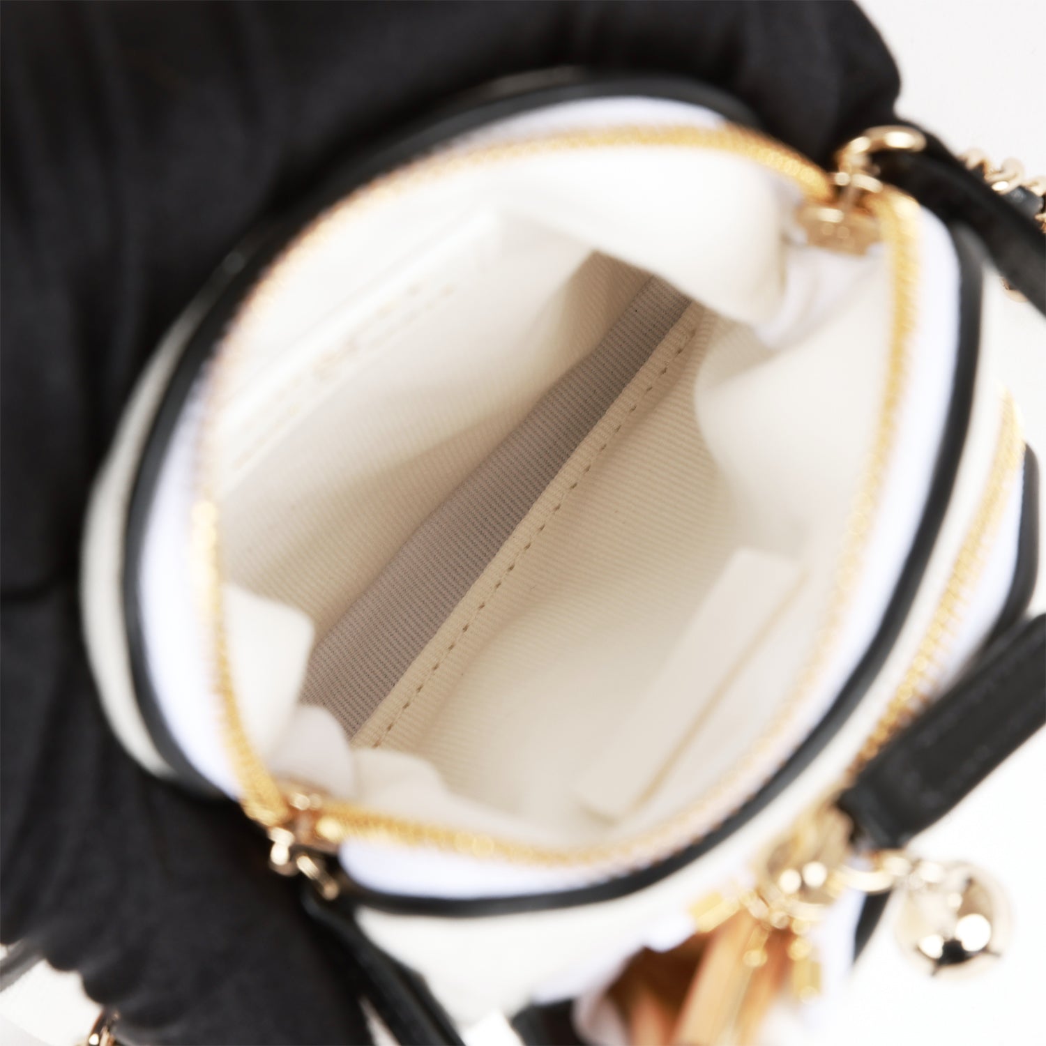 "Monte-Carlo" Mini Crossbody Tennis Bag White Canvas Light Gold Hardware
