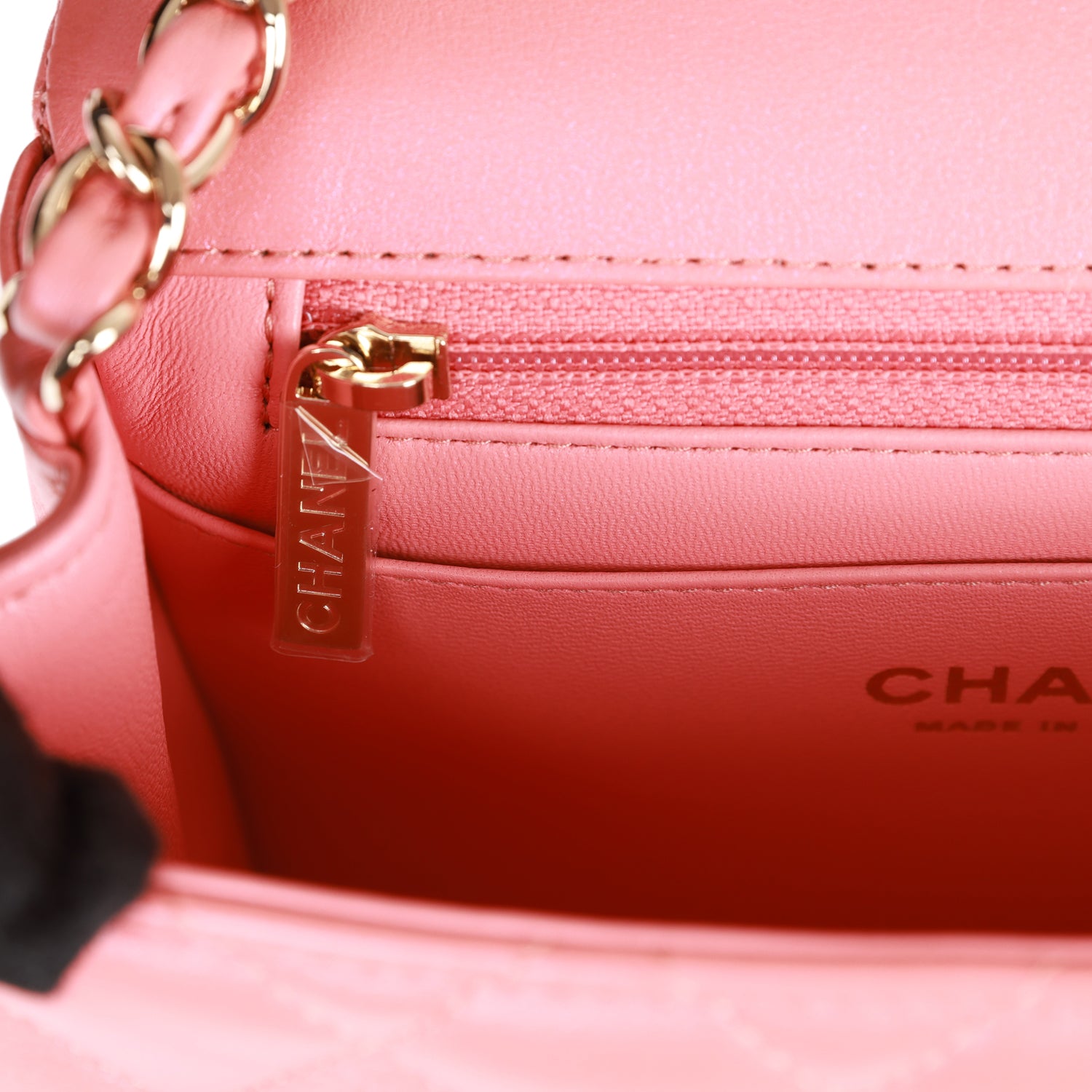 Mini Square Flap Bag Pink Lambskin Light Gold Hardware