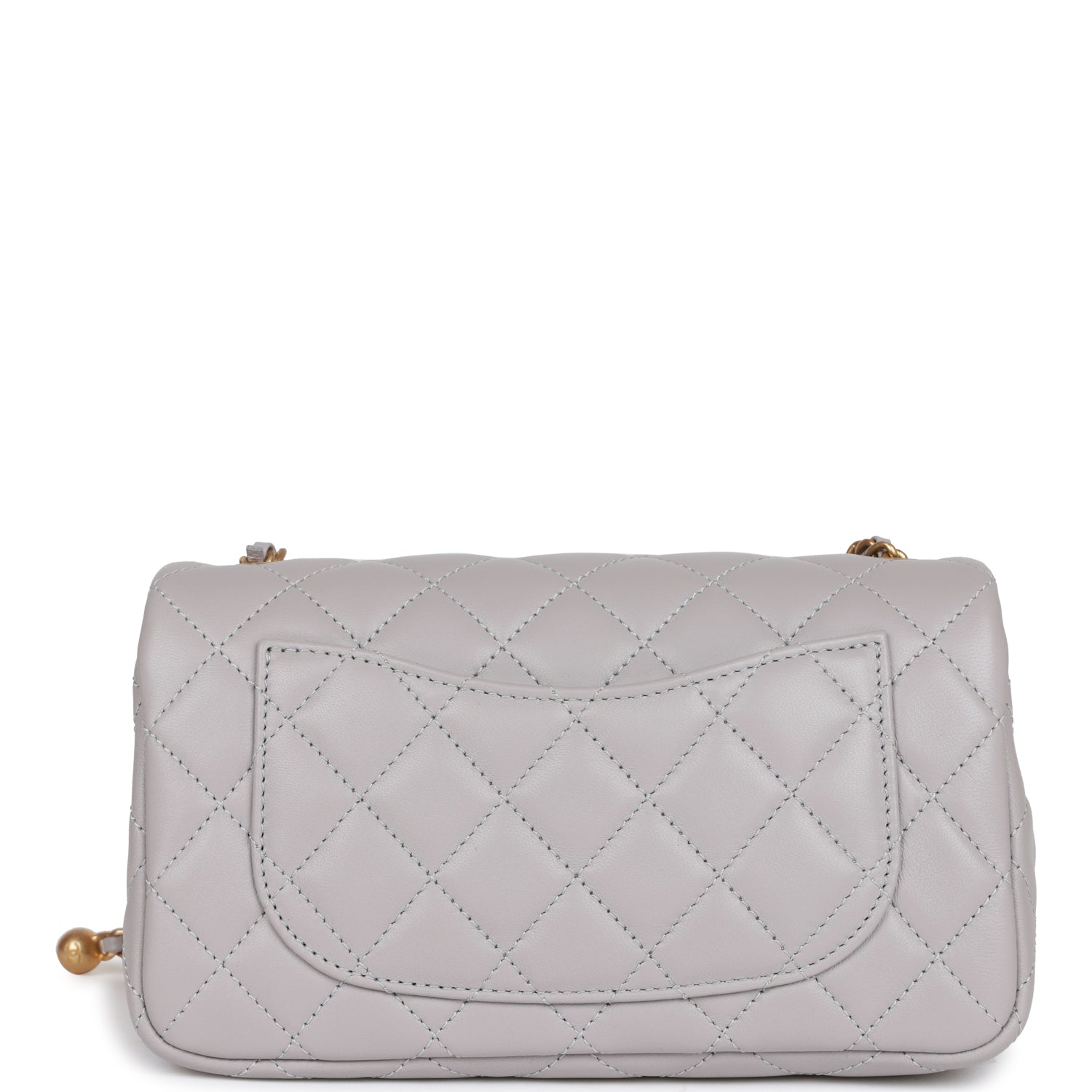Pearl Crush Mini Rectangular Flap Bag Light Grey Lambskin Antique Gold Hardware