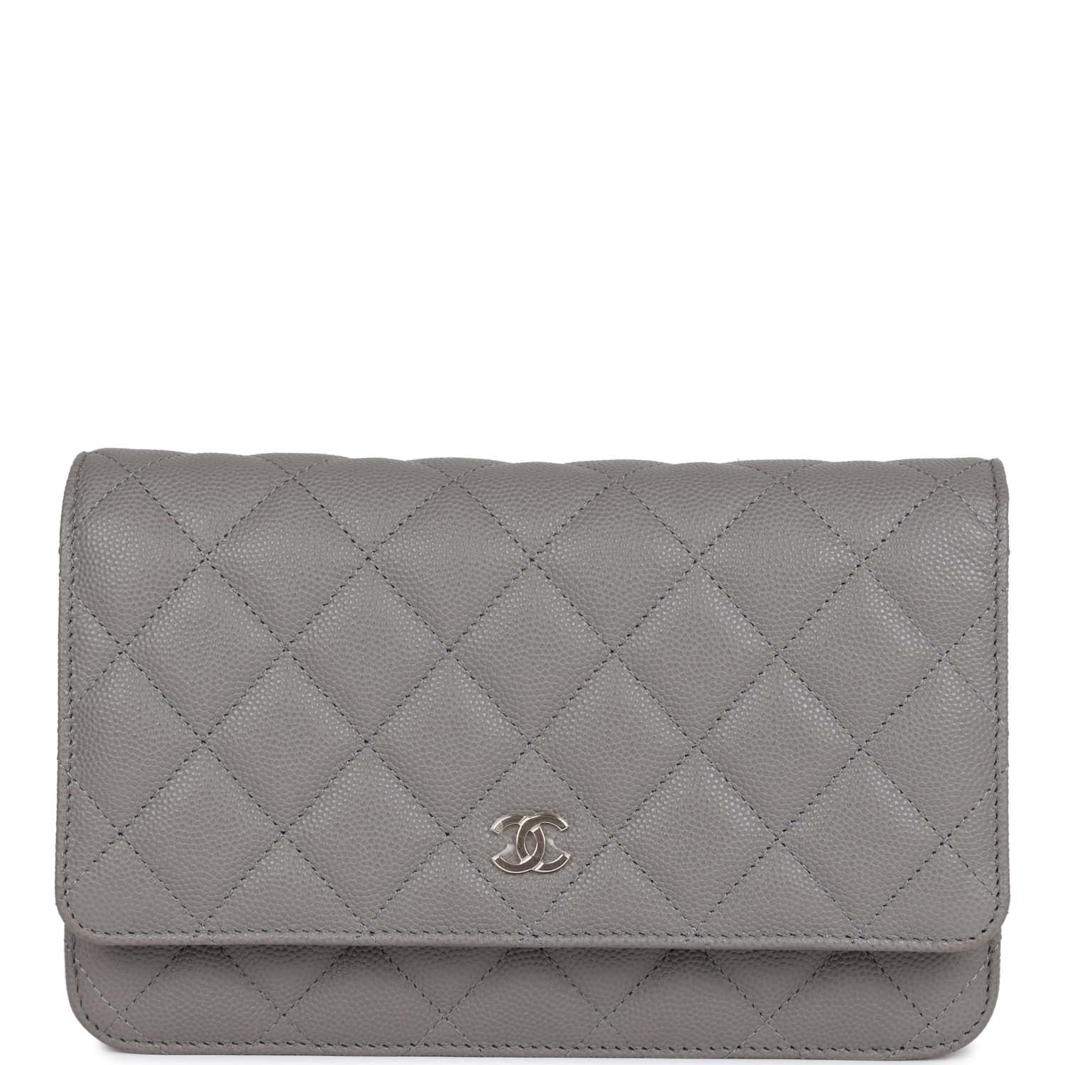 Wallet on Chain WOC Grey Caviar Light Gold Hardware