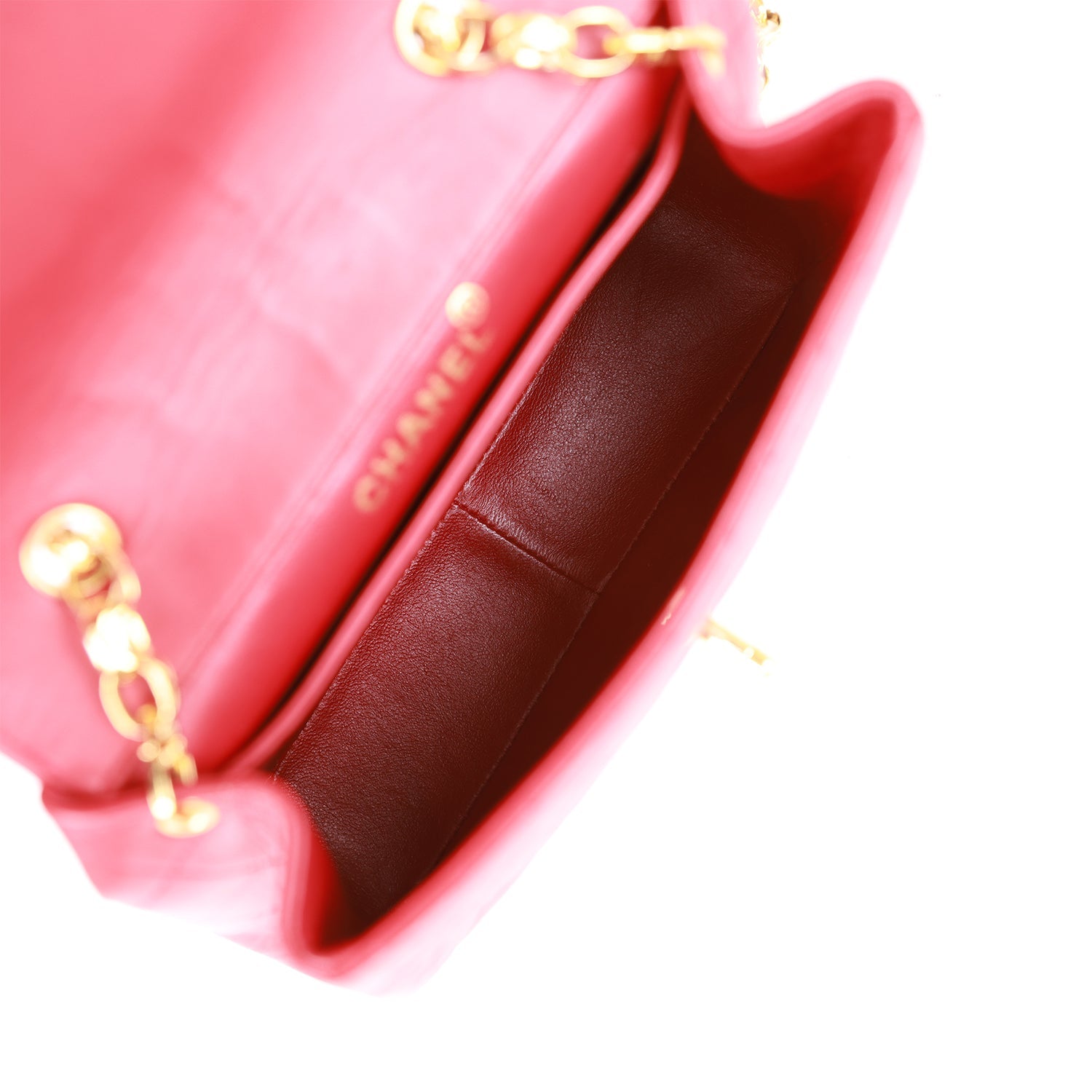Ch**el Trapeze Flap Bag Red Lambskin Gold Hardware
