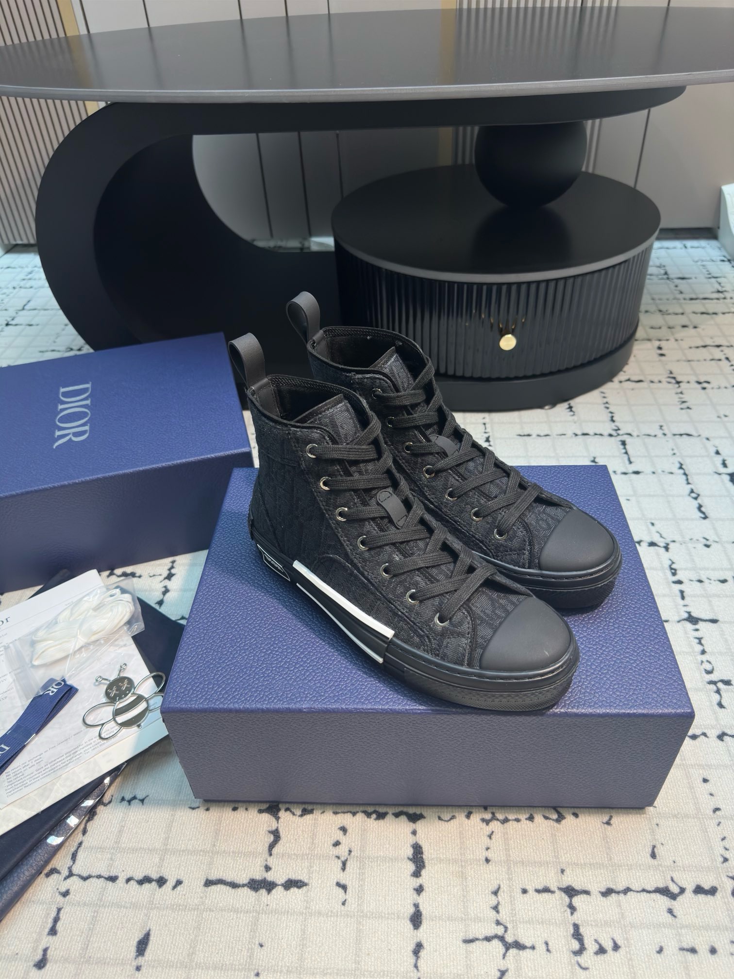 D10r B23 High-Top Sneaker – Black Monogram